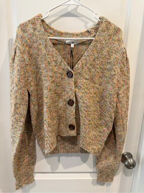 NWT Q & A Multicolor Button-Front Knit Cardigan Size Large